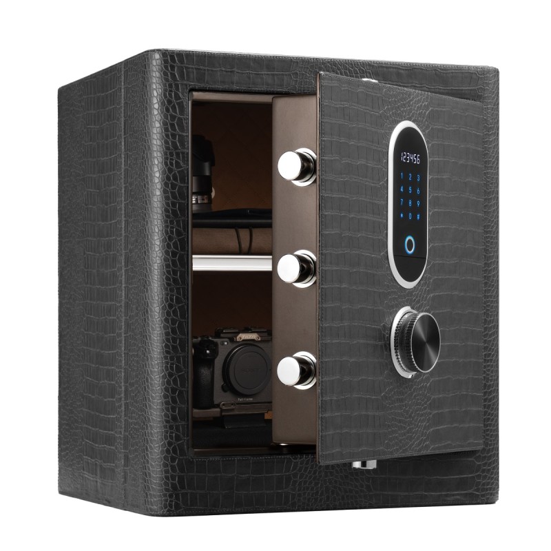 RPNB Luxury Leatherette Wrapped Biometric Fingerprint Home Safe with Touch Screen, 2.3 Cubic Feet, RPNB RPLH50