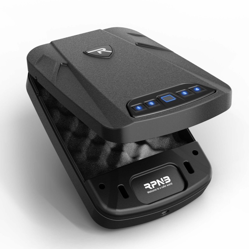 Biometric Gun Safe for Handgun, Pistol Safe for Nightstand with Fingerprint - RPNB RP2008B